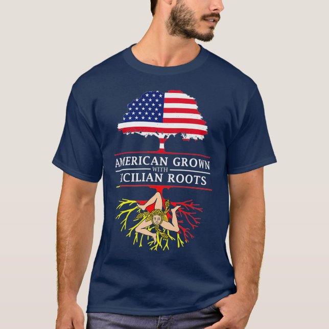 T-shirt Américain grandit avec des racines siciliennes Sic (Devant)