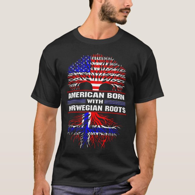 T-shirt Américain né avec des racines norvégiennes (Devant)