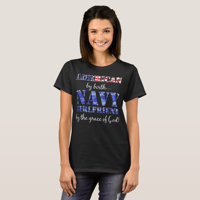 T-shirt Américain par Grâce de Dieu d'amie de marine de (Devant entier)
