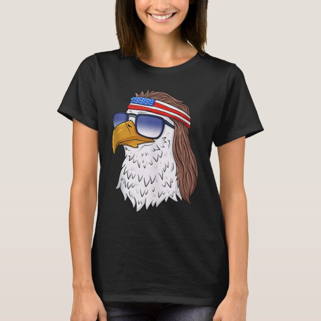 T-shirt American Bald Eagle Mullet 4 juillet Funny USA P (Devant)