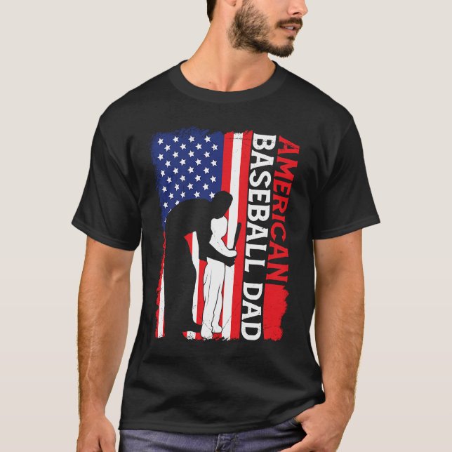 T-shirt American Baseball Dad Father's Day Baseball For Me (Devant)