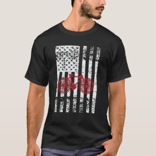 T-shirt American Biker Bicycle USA Drapeau 4 juillet