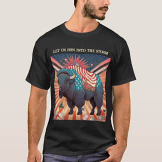 T-shirt American Bison Stars and Stripes