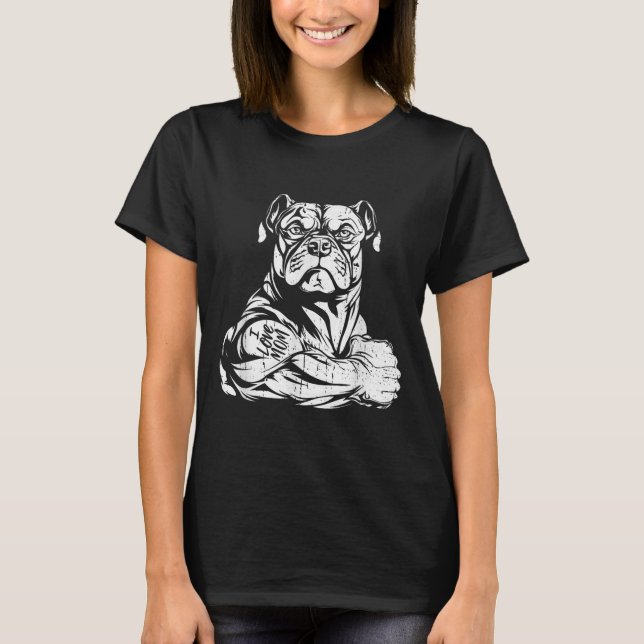 T-shirt American Bully Biceps Tattoo Pet - Chien race I Lo (Devant)