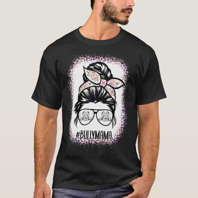 T-shirt American Bully Maman chiche lunettes de cheveux Bu (Devant)