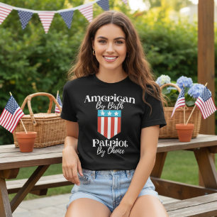 T-shirt American By Birth Patriot By Choice White Script