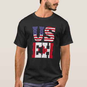 T-shirt American Canadian Heart Valentines Day USA Flag Ca