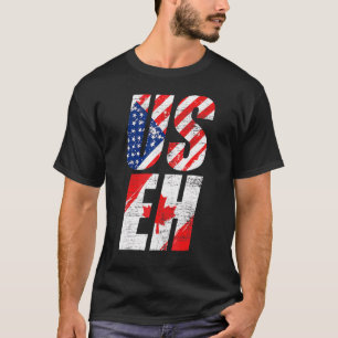 T-shirt American Canadian Pride Maple Leaf Useh Usa Flag C