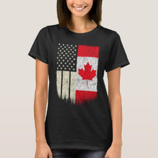 T-shirt American Canadian USA Canada Flag Friend Merci C
