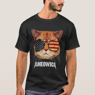 T-shirt American Cat Wear Gles Usa Drapeau Indépendance Pa