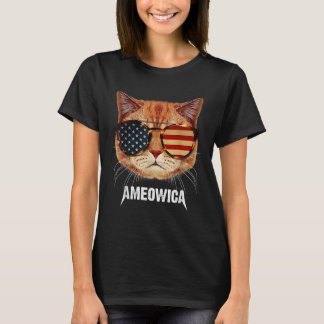 T-shirt American Cat Wear Gles Usa Drapeau Indépendance Pa