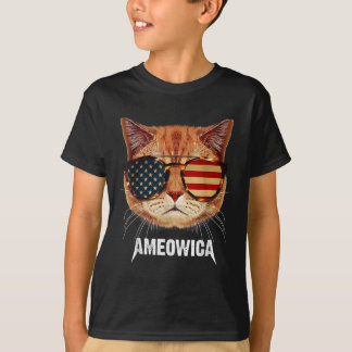 T-shirt American Cat Wear Gles Usa Drapeau Indépendance Pa
