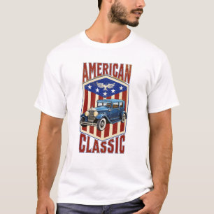 T-shirt American Classic Vintage Voiture Patriotique