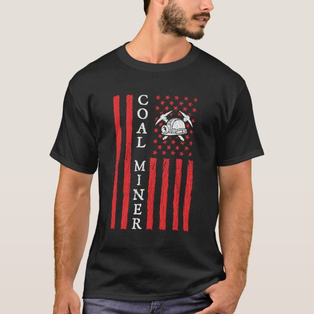 T-shirt American Coal Miner Usa Drapeau Mineur pour (Devant)