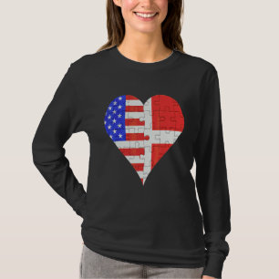 T-shirt American Danish Flag Heart