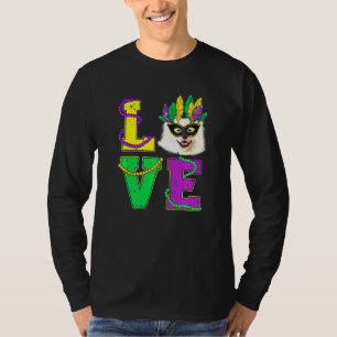 T-shirt American Eskimo Chien I Love Puppy Mardi Gras Homm