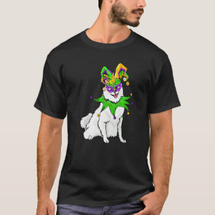 T-shirt American Eskimo Chien Mardi Gras Masque Casquette