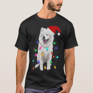 T-shirt American Eskimo Dog Christmas Tree Lumières