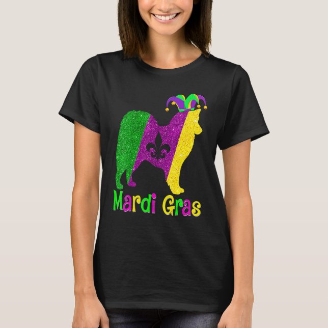 T-shirt American Eskimo Dog Lover Mardi Gras Carnival Jest (Devant)