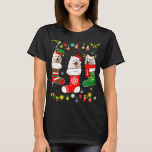 T-shirt American Eskimo Noël Lumières Funny Chiot Noël