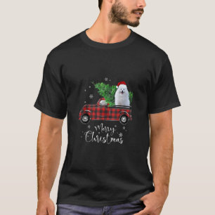 T-shirt American Eskimo Red Truck Noël Funny Chien Amour