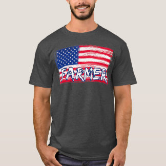 T-shirt American Farmer US Flag - Farmer Farming Gift