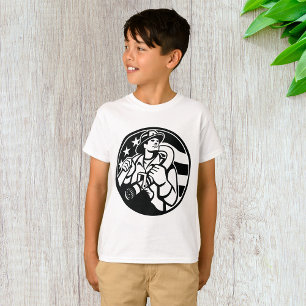 T-shirt American Firefighter Hero Gras Noir Et Blanc