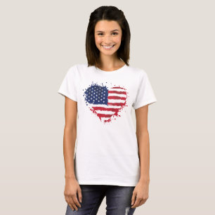T-shirt American Flag, 4 juillet, American Flag Heart