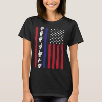 T-shirt American Flag ASL American Sign Language America U