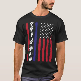 T-shirt American Flag ASL American Sign Language America U