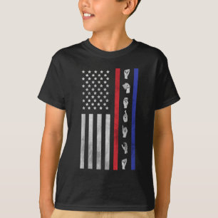 T-shirt American Flag ASL American Sign Language America U