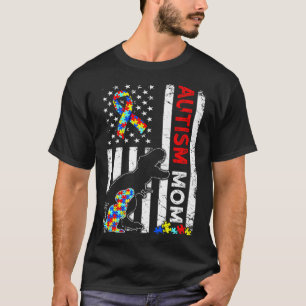 T-shirt American Flag Autisme Maman Dinosaure Sensibilisat
