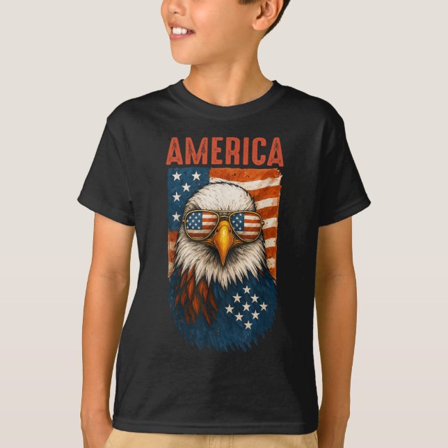 T-shirt American Flag Bald Eagle Patriotique 4 juillet Éta (Devant)