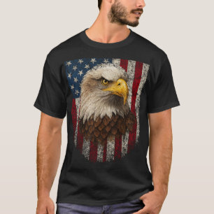 T-shirt American Flag Bald Eagle Patriotique Rouge Blanc B