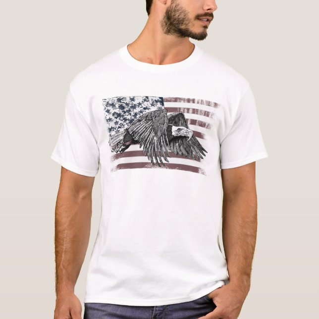 T-shirt American Flag Bald Eagle USA (Devant)