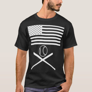 T-shirt American Flag Baseball Flag white design 