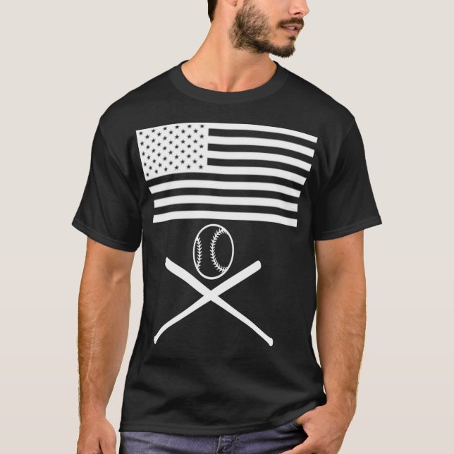 T-shirt American Flag Baseball Flag white design  (Devant)