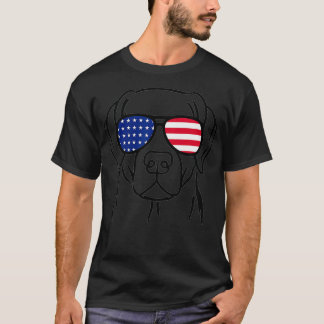 T-shirt American Flag Chien Labrador Retriever 4 juillet P