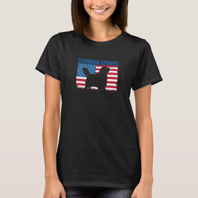 T-shirt American Flag Clumber Spaniel Premium (Devant)