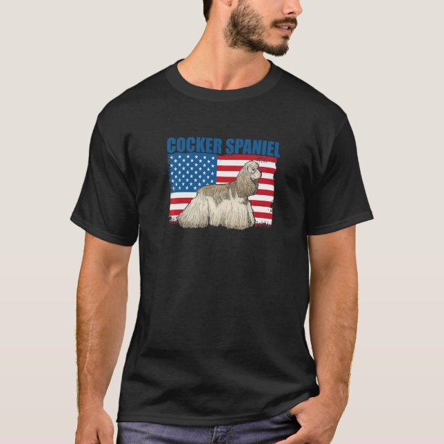 T-shirt American Flag Cocker Spaniel   (Devant)