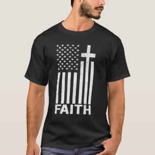 T-shirt American Flag Cross Usa Patriotisme & Foi Christi