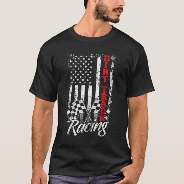 T-shirt American Flag Dirt Track Racing Voiture Vélo Pilot (Devant)