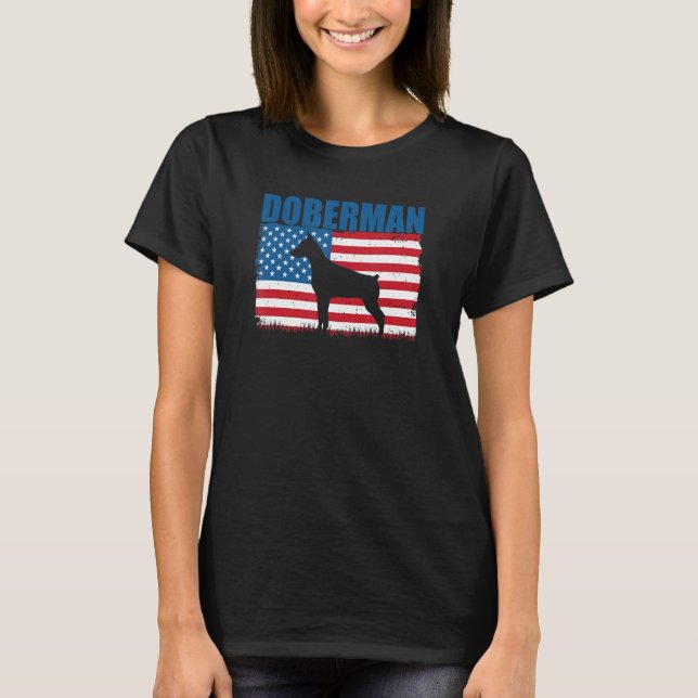 T-shirt American Flag Doberman (Devant)