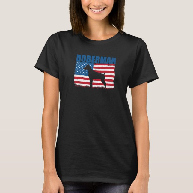 T-shirt American Flag Doberman Premium (Devant)
