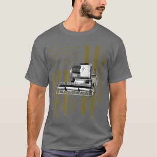T-shirt American Flag Farmer Combine Tractor Distressed