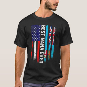 T-shirt American Flag & Fiji Flag Meilleure famille Nana E