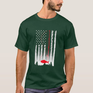 T-shirt American Flag Fishing Rod USA Patriotic Lover Prem