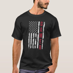 T-shirt American Flag Funny Gamer Jeux Vidéos Tee - shirt
