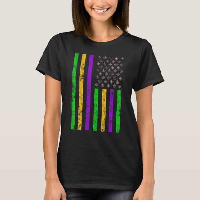 T-shirt American Flag Funny Mardi Gras Retro Mardi Gras Fl (Devant)