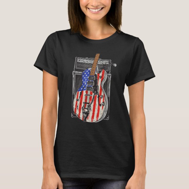 T-shirt American Flag Guitar 4th of July Guitarist USA Cou (Devant)